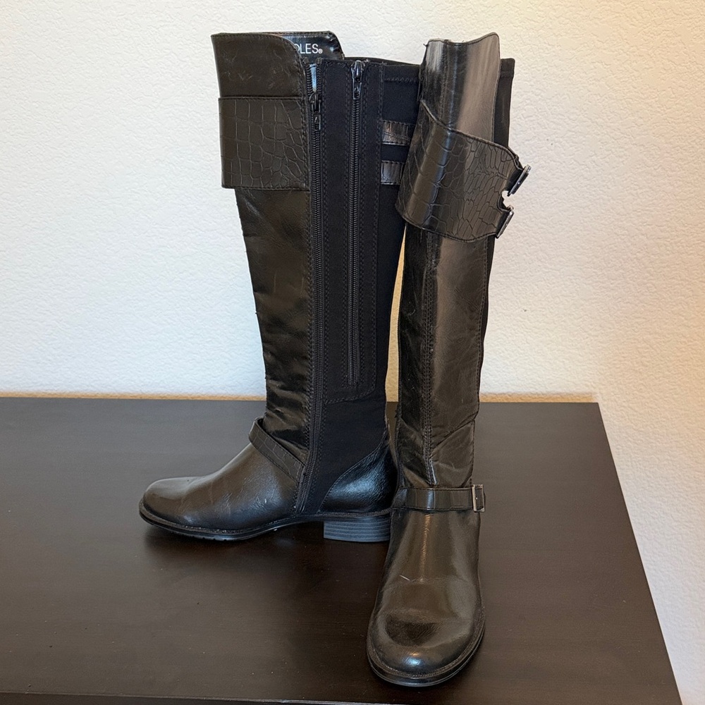 AEROSOLES Black Over the Knee Boots